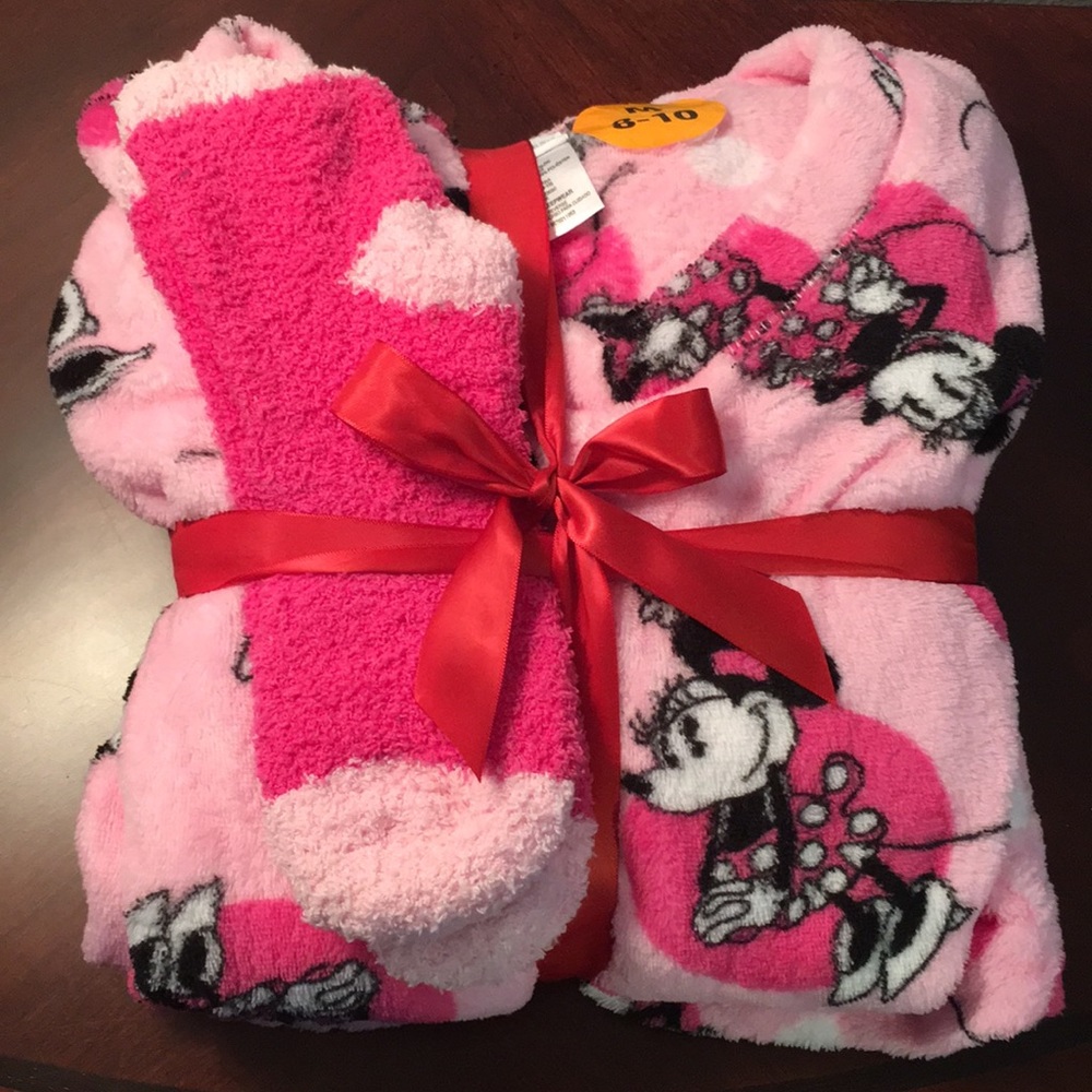 Disney Ladies 3 Piece Plush Minnie Mouse PJ Set
